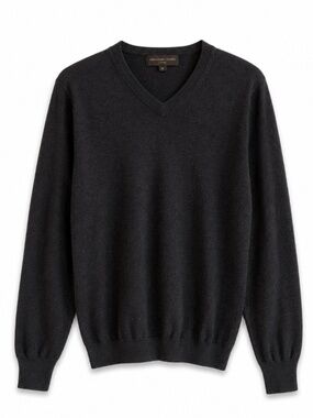 Sebastian Cooper Charcoal Cotton Cashmere V-Neck Sweater – Size Medium EUC